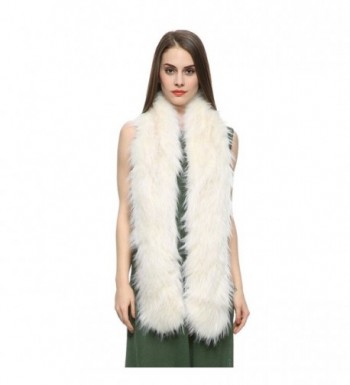 Dikoaina Women's Men's Extra Large Faux Fox Raccoon Fur Scarf Collar Stole Shawl - White Raccoon - CQ18499Z7IG