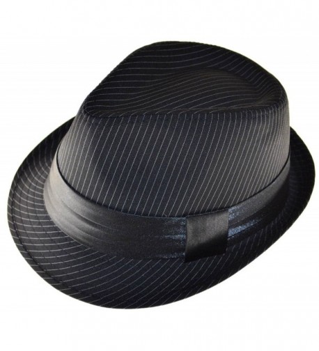 K Men's Fedora Black White Stripes with Black Band - CD125JNCFZ7