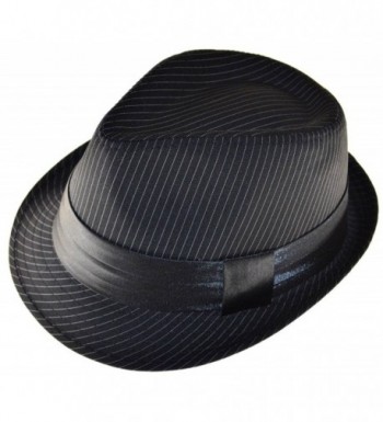 K Men's Fedora Black White Stripes with Black Band - CD125JNCFZ7