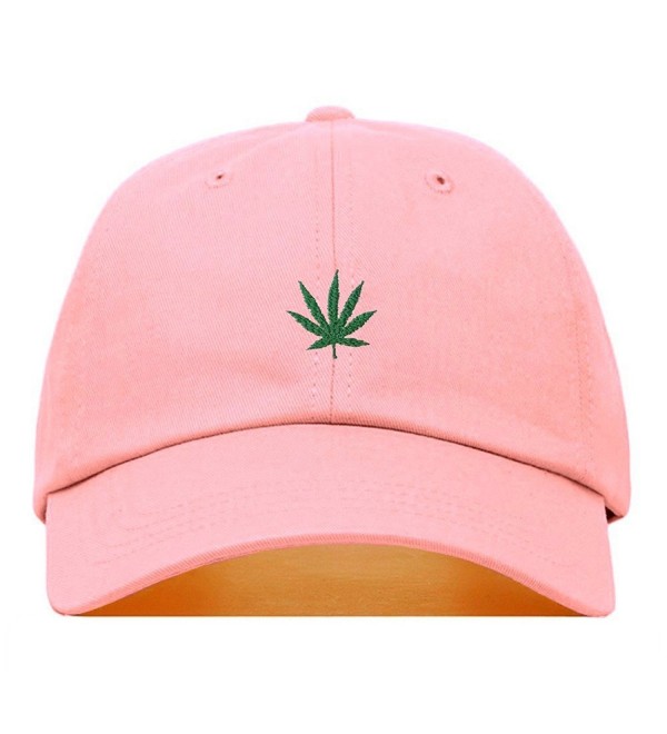 Marijuana Embroidered Baseball Unstructured Adjustable - Light Pink - CX187NIS95R