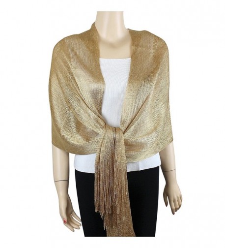 Shimmer Shine Fringed Scarf Gold