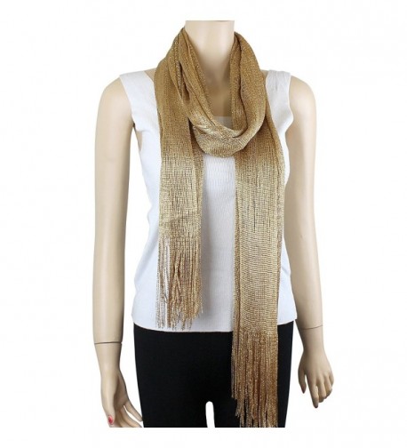 Shimmer Shine Fringed Scarf Gold in Fashion Scarves