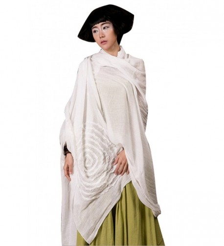 Yesno O159 Women Large Scarves Wraps Poncho Shawl for Dress Casual Embroidery 100% Cotton - CL12O87D51A