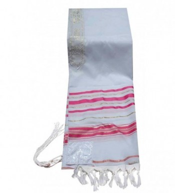 Acrylic Tallit (imitation Wool) Prayer Shawl in Fuchsia and Gold Size 18" L X 72" W - CU114ELUWMJ