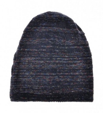 ZLYC Unisex Trendy Double Layers Reversible Warm Oversized Cable Knit Slouchy Beanie - Navy Blue - CB186XNT5T9