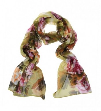 ChikaMika Floral Scarves for Women Lightweight Wrap and Shawls Girls Fashion Chiffon Scarves - Green - C5123FAFLF1