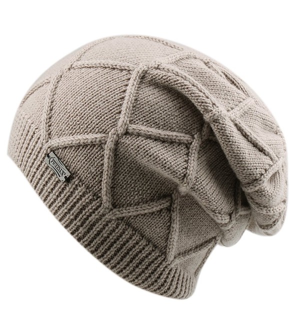 FURTALK Winter Knit Hats For Women- Cashmere and Merino Wool Slouchy Beanie Skull Hat Caps Designed - A-kakhi - CP1854899KS