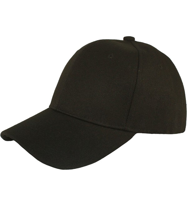 Jh Sports Plain Adjustable Velcro Baseball Cap - Black - C611H15OJ5L