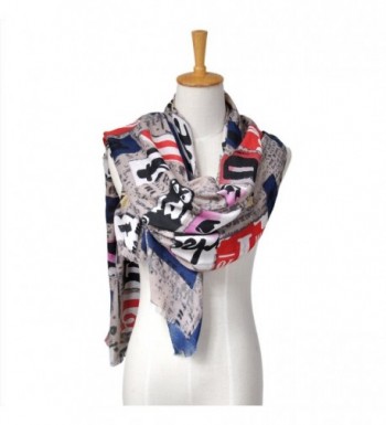 Lo Shokim Womens Letter Print Scarf Oblong Shawl With Fringe - B02 - CR18639WR8O