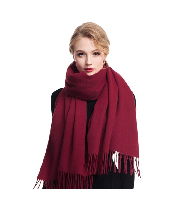 Cashmere Winter Solid Luxurious Shawls - Wine Red - CT1887SOLE7