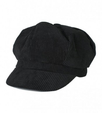 Belsen Unisex Cotton Corduroy Newsboy Cap Gatsby Ivy Hat - Black - CQ12LOAGL2V