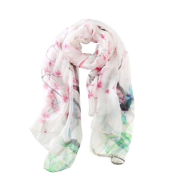 STORY OF SHANGHAI Womens Large Mulberry Silk Scarf Ladies Floral Print Shawl Wraps - Mm04 - CX17YHSYUKC STORY OF SHANGHAI Womens Large Mulberry Silk Scarf Ladies Floral Print Shawl Wraps - Mm04 - CX17YHSYUKC