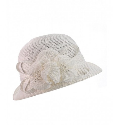 NYFASHION101 Cloche Bucket Flower Ribbon in Women's Bucket Hats