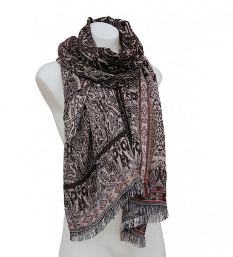 Terra Nomad Women's Soft & Silky Luxury Pashmina Scarf Shoulder Wrap Shawl - Brown/Taupe - CR188Y3YG24