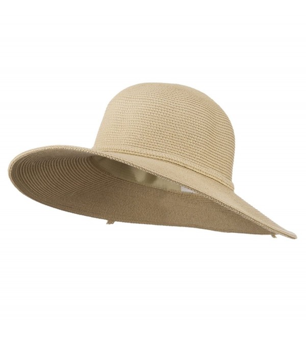 UPF 50+ Solid Cotton Paper Braid Flat Brim Hat - Tan W33S19B - C711D3H9TOR