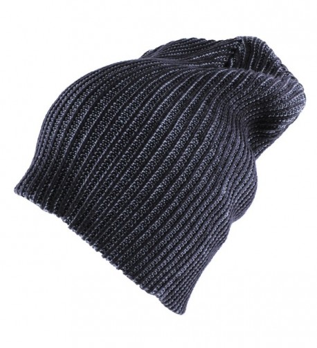 Morehats Two Tone Slouchy Knit Beanie Warm Winter Skater Ski Hip-hop Hat - Navy - CJ11PKZLHIB