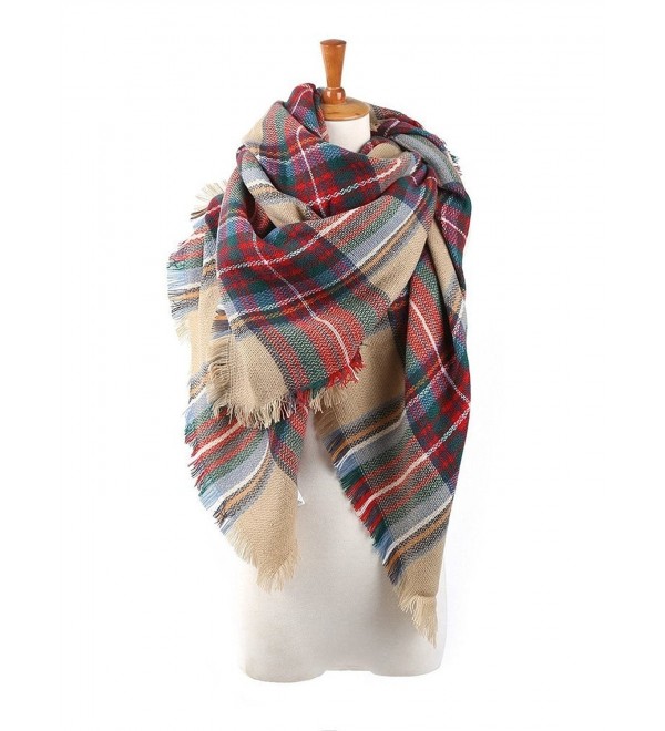 Plaid Checked Tartan Scarf Wrap Shawl - red camel - C71267ASQA7