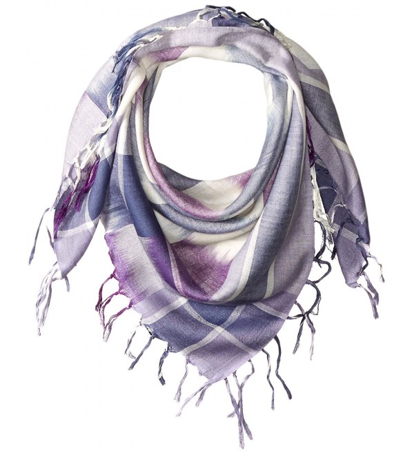 La Fiorentina Women's Plaid Checkered Scarf with Fringe - Blue - CI120RURRRD