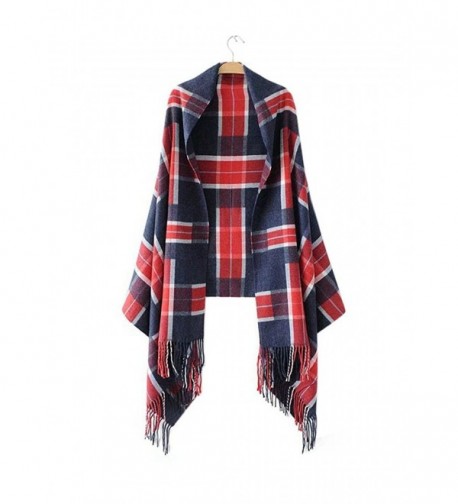FFLMYUHULIU Women's Comfort Long Scarf Blanket Tartan Checked Poncho Shawl Wrap Cape - 0776-03 - C3186HIXQRL