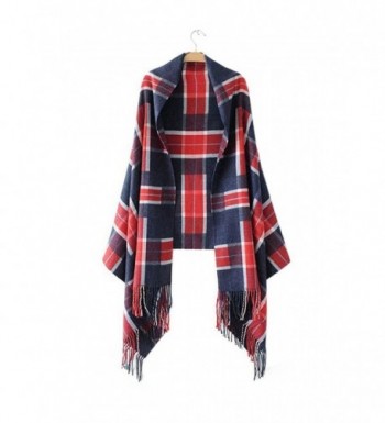 FFLMYUHULIU Women's Comfort Long Scarf Blanket Tartan Checked Poncho Shawl Wrap Cape - 0776-03 - C3186HIXQRL