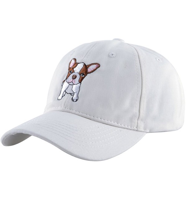 KISSBAOBEI Cotton Embroidery wheelbarrow Frog Baseball Cap Dad Hat - White-dog - CA17YEE3AKH