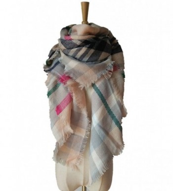MIGAGA Soft Plaid Blanket Scarf Stylish Large Winter Warm Tartan Pashmina Wrap Shawl - Pink Grey - C812O0DZDSE