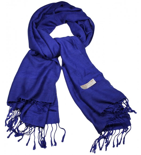 Women's Soft Pashmina and Silk Scarf Shawl Wrap by bogo Brands - Royal Blue - C812NTQQ203