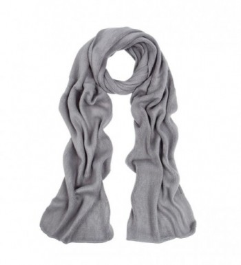 Premium Long Fine Knit Solid Color Warm Winter Scarf - Different Colors - Grey - C4127LE1C9H