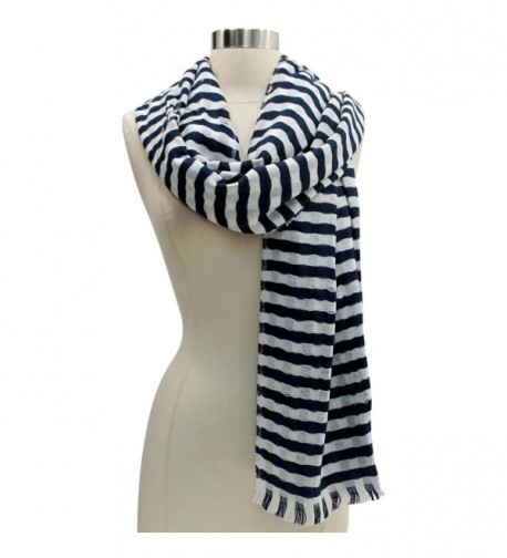 White Classic Stripe Lightweight Scarf