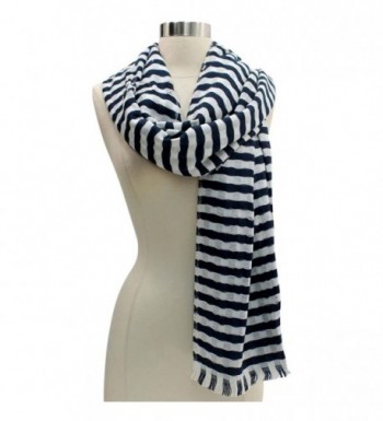 White Classic Stripe Lightweight Scarf