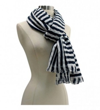 White Classic Stripe Lightweight Scarf in Fashion Scarves