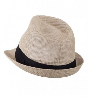 Pleated Hat Band Straw Fedora in Men's Fedoras