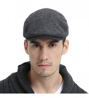 VOBOOM Mens Winter Wool Irish Tweed Caps newsboy Flat Cap Back Adjustable Stretch Fit - 187-grey - C6188ZEIAC4