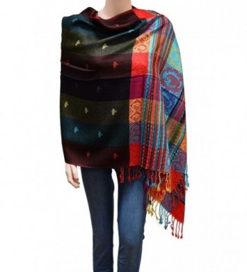 Flyingeagle Trade Women Rainbow Colorful Silky Pashmina Shawl Scarf Wrap - Black - CG183R90CKD