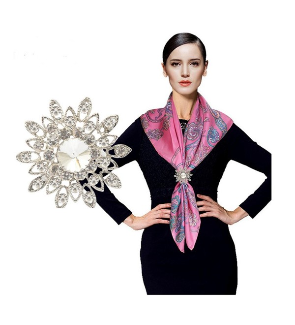 CHUYUN Women's Elegant Three Ring Rhinestone Metallic Scarves Clip Fashionable Scarves Ring Chiffon Buckle - C4183L60NL7