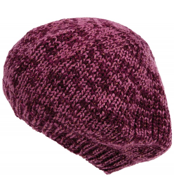 Nirvanna Designs Lurex Beret Hat with Fleece- Pink/Gold - CU11H5W2I1R