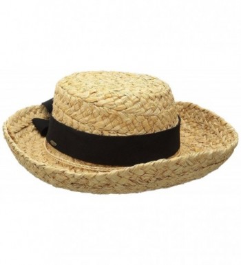 Scala Women's Raffia Hat with Herringbone Bow - Natural - CV117XQ8BP7