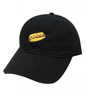 City Hunter C104 Hotdog Cotton Baseball Dad Caps 14 Colors - Black - CB12LQ2GBC3