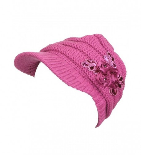 Womens Stripe Slouchy Beanie Fuchsia