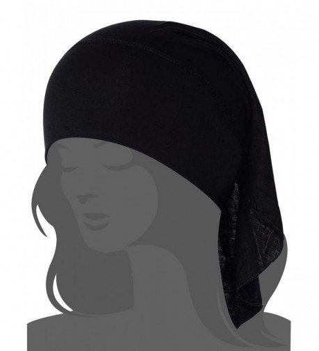 I VVEEL Women's Scarf Pre Tied Chemo Hat Beanie Turban Headwear for Cancer Patients - Black - C712N7YX5O7