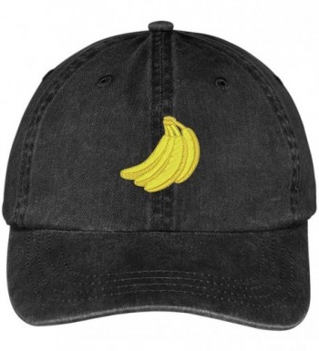 Trendy Apparel Shop Bananas Fruit Embroidered Pigment Dyed Washed Cotton Baseball Cap - Black - CH12G5ZGJXR