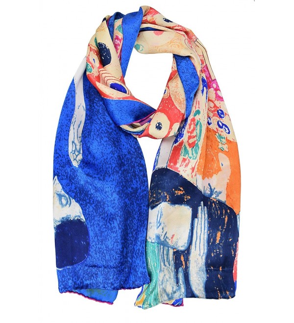 ELEGNA Luxurious 100% Silk Scarf Shawl Gustav Klimt Hope II Blue - CU186267YNH ELEGNA Luxurious 100% Silk Scarf Shawl Gustav Klimt Hope II Blue - CU186267YNH