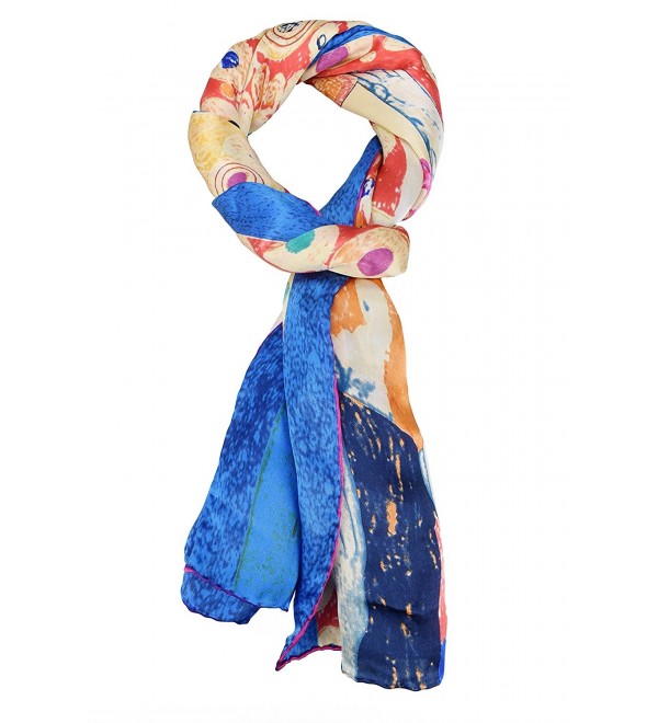 Luxurious 100% Silk Scarf Shawl Gustav Klimt Hope II Blue CU186267YNH