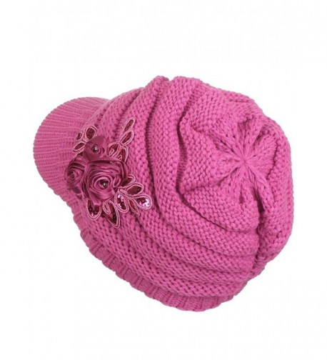 Womens Stripe Slouchy Beanie Fuchsia in Women's Skullies & Beanies