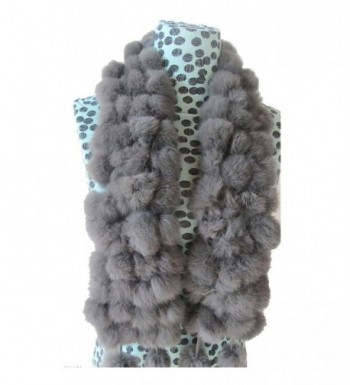 Deamyth Women Winter Rabbit Fur Scarf Ball Velvet Scarves Neck Warmer Collar Scarf - Gray - CA12O4YA3ML