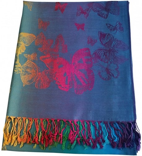 Butterfly Design Shawl Pashmina Scarf Wrap Stole Throw Pashminas CJ Apparel NEW - Turquoise - CE12O1IL42J