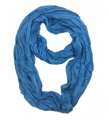 Plum Feathers Light Weight Silky Scrunch Infinity Loop Silk Cotton Scarf - Blue - CN187ICE2MN