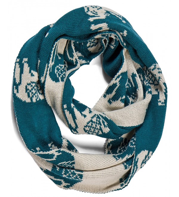 Aoloshow Winter Knitted Infinity Scarf Elephant Scarves Neck Warmer - B Teal Blue - CN126G93MRD