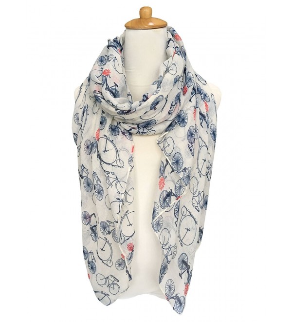 GERINLY Fashion Lightweight Scarves: Women's Bicycle Print Shawl Scarf - White Style - CX17Z54NS2C GERINLY Fashion Lightweight Scarves: Women's Bicycle Print Shawl Scarf - White Style - CX17Z54NS2C