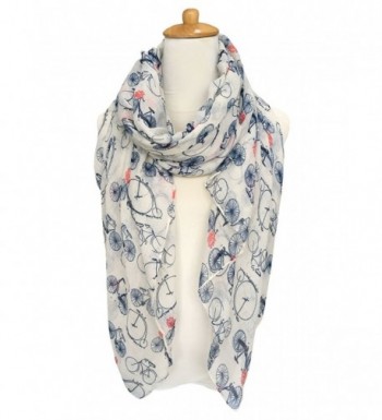 GERINLY Fashion Lightweight Scarves: Women's Bicycle Print Shawl Scarf - White Style - CX17Z54NS2C